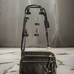 Wise Owl Accessories Small Crossbody Bags for Women Real Leather Black